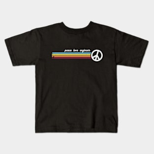 Retro Stripes Peace Love Engineer Kids T-Shirt